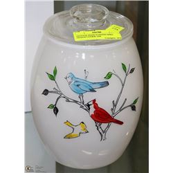 VINTAGE HAND PAINTED BIRD DESIGN COOKIE JAR