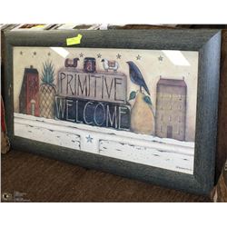 WOOD FRAMED WELCOME PICTURE - (21"X29")
