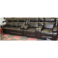 NEW SALEM BLACK LEATHERAIRE LOVESEAT W/CONSOLE