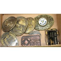 FLAT OF 8 BELT BUCKLES INCL. OILFIELD