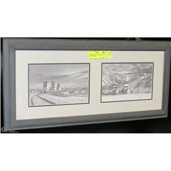 DOUBLE BLACK & WHITE SKETCH - GREY FRAMED