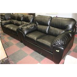 NEW 1601 BONDED BLACK LEATHERETTE SOFA