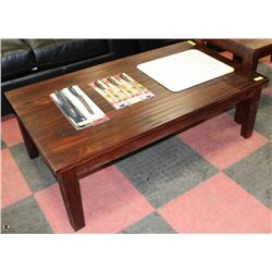 54" X30" X18" RUSTIC WOOD COFFEE TABLE W/ TWO 24"