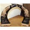 Image 1 : PAIR OF LARGE HAND CARVED BUFFALO HORN
