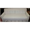 Image 1 : SHOWHOME WHITE LEATHERETTE DESIGNER NAILHEAD SOFA