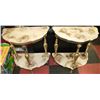 Image 1 : SET OF ANTIQUE "D" SHAPE  MARBLE SIDE TABLES
