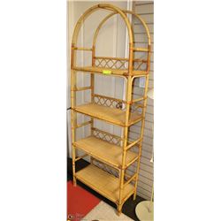 WICKER AND BAMBOO 25" X 12"X 72"H CURVED TOP SHELF