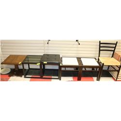 ESTATE ASSORTMENT OF 5 END TABLES/STOOLS WITH