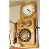 Image 1 : VINTAGE STYLE WOODEN WALL PHONE W/ CLOCK