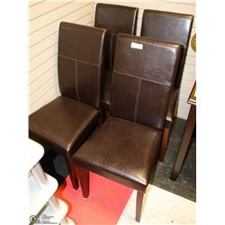 SHOWHOME SET OF 4 BROWN LEATHERETTE SIDECHAIRS