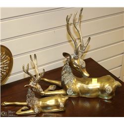 PAIR OF BRASS REINDEER