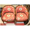 Image 1 : PAIR OF FLORAL WOOD TRIM PARLOUR CHAIRS