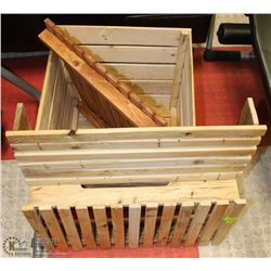 LOT OF LARGE BOX PLANTER BIN AND 2 TIERED TABLE