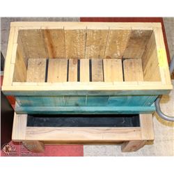 2 WOODEN PLANTERS WITH LINERS