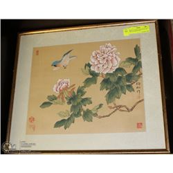 BIRD & FLOWER ALBUM LEAF, INK AND COLORS ON SILK