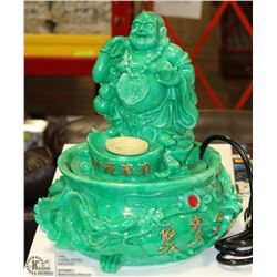 HEAVY GREEN MANTEL SMILING BUDDHA  WATER