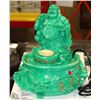 Image 1 : HEAVY GREEN MANTEL SMILING BUDDHA  WATER