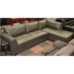 NEW GREY LEATHERETTE CHAISE SECTIONAL