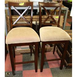 2 COUNTER HEIGHT BROWN CHAIRS