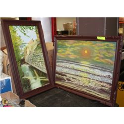 LOT OF 2 SIGNED CANVAS PAINTINGS