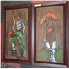 Image 1 : LOT OF 2 CLOWN-STYLE CANVAS PAINTINGS