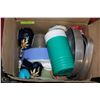 Image 1 : BOX LOT OF KITCHEN ITEMS - INCLUDING GUCCI BOTTLE