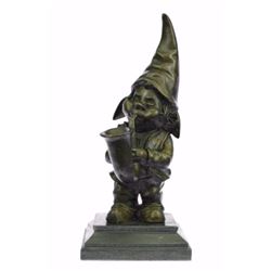 Bronze Gnome Sculpture on marble base Statue