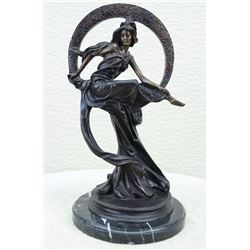 Dream Goddess With Bliss Ring Bronze sculpture on marble base