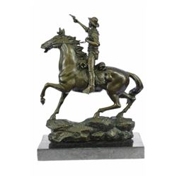 Karl Kauba Western Cowboy On Horse Holding Gun Bronze Sculpture on marble base Statue