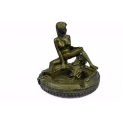 Art Nouveau Bronze Skull Figure ashtray