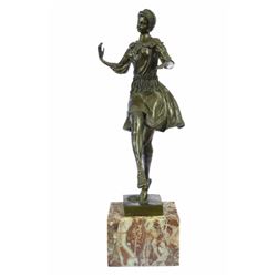Joe Descomps Bronze Art Deco Dancer Sculpture on marble base