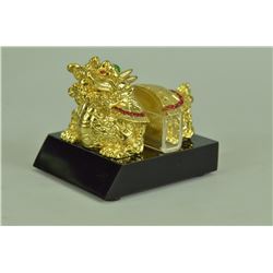 Dragon Tortoise 24K Gold Covered Business Card Holder Sculpture