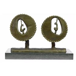 Body Builder Trophy Bronze Sculpture on Marble Base Figurine