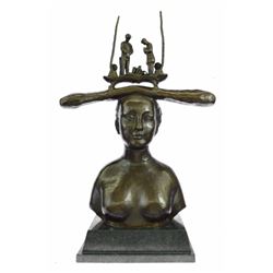 Hot Cast Nude Woman Bust Bronze Sculpture on marble base Statue