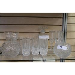 LOT OF CRYSTAL VASES AND GLASSES