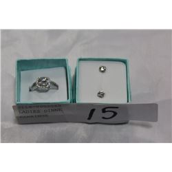 LADIES DINNER RING AND EARRINGS