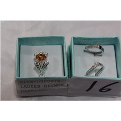 LADIES DINNER RING AND EARRINGS