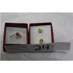 LADIES DINNER RING AND EARRINGS