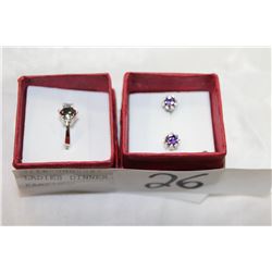 LADIES DINNER RING AND EARRINGS