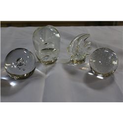 FOUR ART GLASS PAPER WEIGHTS