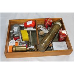 TRAY OF VINTAGE COLLECTIBLES AND BOTTLE OPENERS