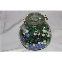 GLASS JAR OF MARBLES