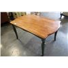 Image 1 : GREEN AND MAPLE DINING TABLE