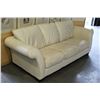 Image 2 : WHITE LEATHER "ITAL SOFA" 3-SEAT SOFA