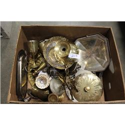 LOT OF BRASS AND SILVER PLATE ITEMS