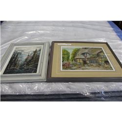 TWO FRAMED SIGNED PAINTINGS BY OTTO JEGODTKA "MORNING MIST IN