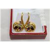 Image 2 : STERLING YELLOW GOLD PLATED GEMSTONE EARRINGS WITH