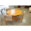 Image 1 : OAK PEDESTLE TABLE AND FOUR CHAIRS