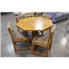 Image 2 : OAK PEDESTLE TABLE AND FOUR CHAIRS