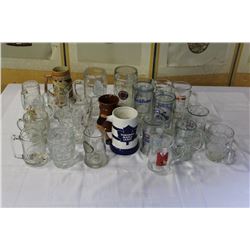 LARGE LOT OF GLASS BEER MUGS